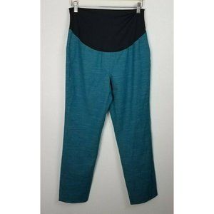Ann Taylor Loft Maternity Sz. 8 Teal/White Knit Print Pants Full Belly Panel